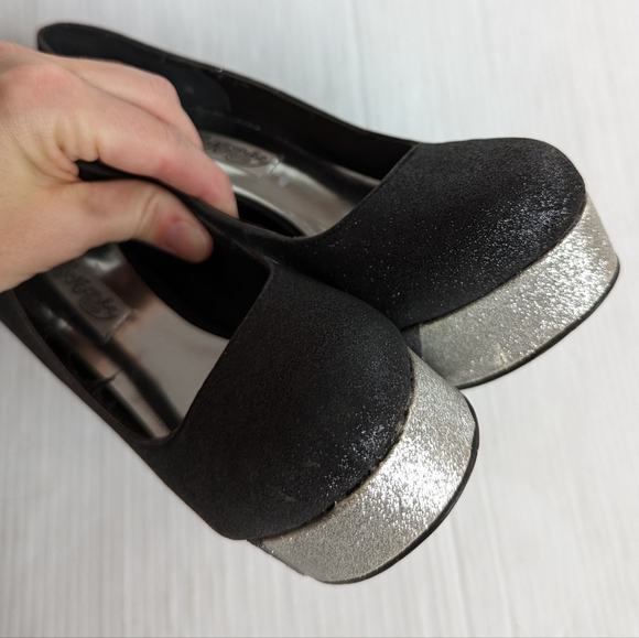 NAUGHTY MONKEY sparkle glitter platform pumps with chunky heels size 7.5 - Picture 11 of 12